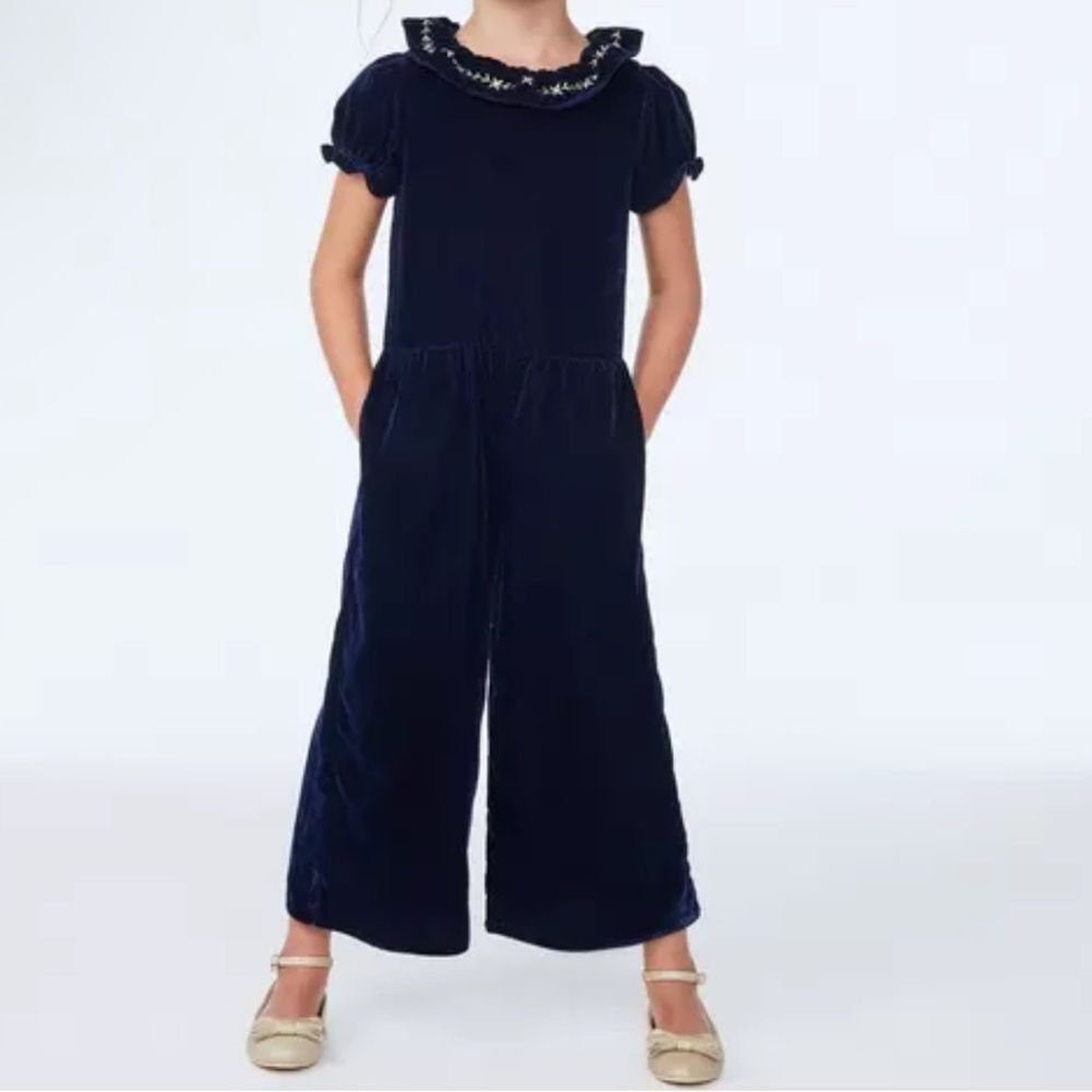Janie and Jack Black Romper with Gold Embroidery Velvet